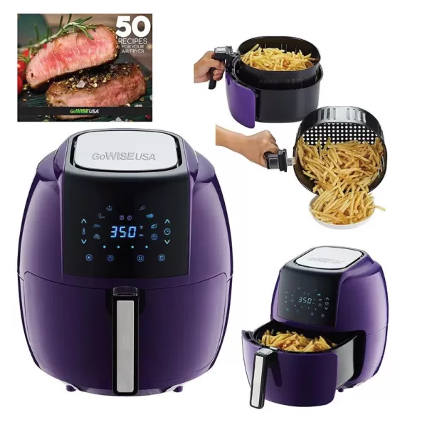 GoWISE USA 8-in-1 5.8 Qt. Plum Electric Air Fryer with Recipe Book