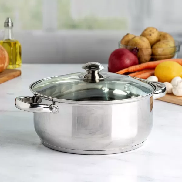 Ecolution Pure Intentions 5 qt. Round Stainless Steel Dutch Oven in Polished Stainless Steel with Glass Lid