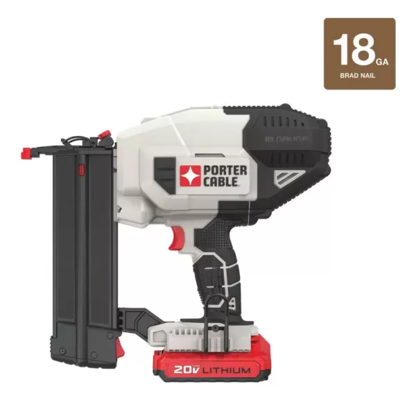 Porter-Cable 20-Volt MAX Lithium-Ion 18-Gauge Cordless Brad Nailer with Battery 1.5 Ah and Charger