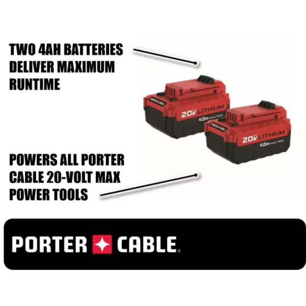 Porter-Cable 20-Volt MAX 4.0 Ah Lithium-Ion Battery Pack (2-Pack)