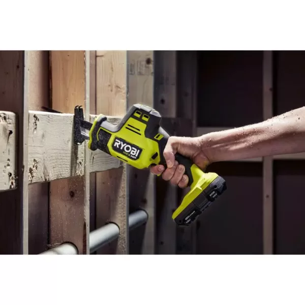 RYOBI ONE+ HP 18V Brushless Cordless Compact with 1/2 in. Drill/Driver, One-Handed Recip Saw, (2) 1.5 Ah Batteries, Charger