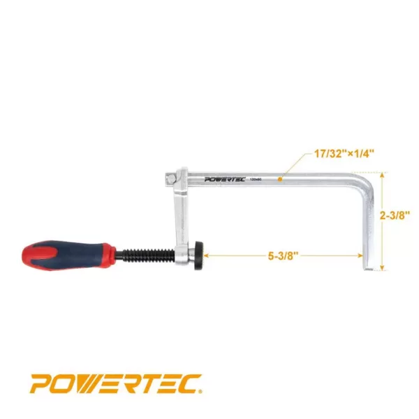 POWERTEC 5-3/8 in. Quick Screw Guide Rail Clamp with 2-3/8 in. Throat Depth (2-Pack)