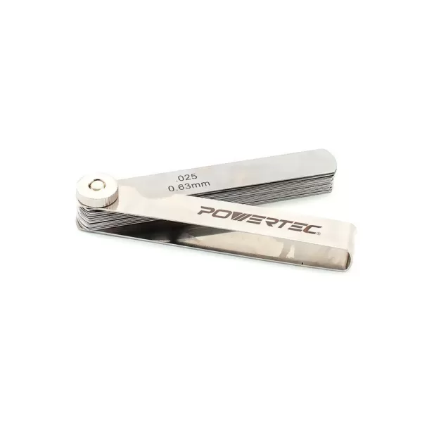 POWERTEC 26-Blade 0.0015-0.025 in. Feeler Gauge Dual Marked Imperial and Metric Measuring Tool