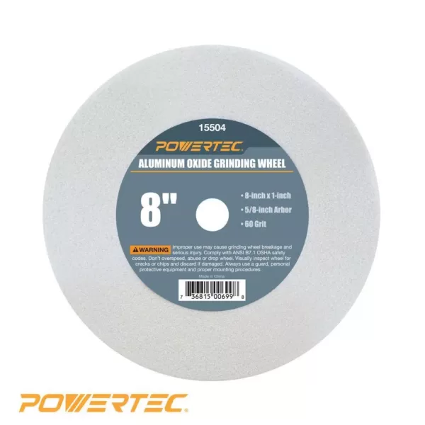 POWERTEC 8 in. x 1 in. x 5/8 in. 60 Grit White Aluminum Oxide Grinding Wheel