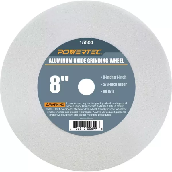 POWERTEC 8 in. x 1 in. x 5/8 in. 60 Grit White Aluminum Oxide Grinding Wheel