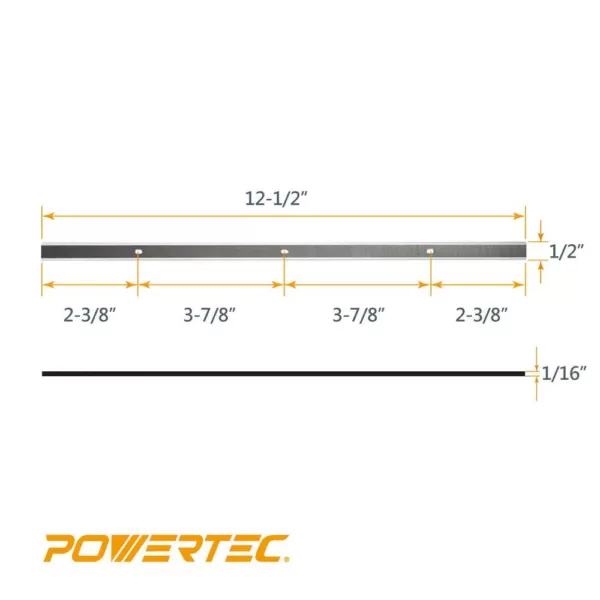 POWERTEC 12-1/2 in. High-Speed Steel Planer Knives for Grizzly G0663 (Set of 2)