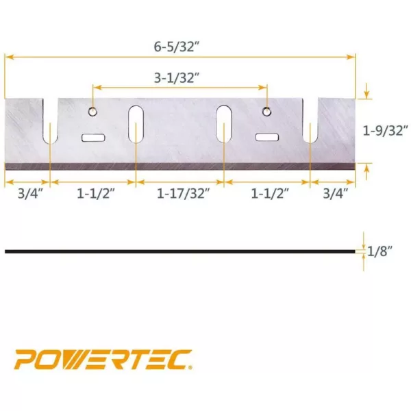 POWERTEC 6-1/8 in. High Speed Steel Hand-Held Planer Blades for Makita Planer 1805B (Set of 2)