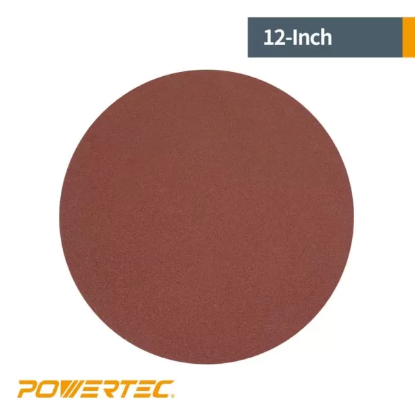 POWERTEC 12 in. 80 Grit PSA Aluminum Oxide Self Stick Sanding Disc (10-Pack)