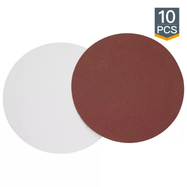 POWERTEC 12 in. 80 Grit PSA Aluminum Oxide Self Stick Sanding Disc (10-Pack)