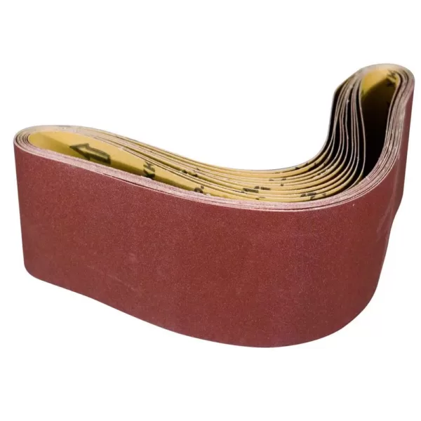 POWERTEC 6 in. x 48 in. 400-Grit Aluminum Oxide Sanding Belt (10-Pack)