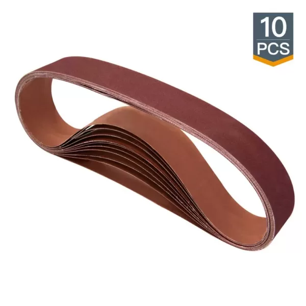 POWERTEC 2 in. x 42 in. 60-Grit Aluminum Oxide Sanding Belt (10-Pack)