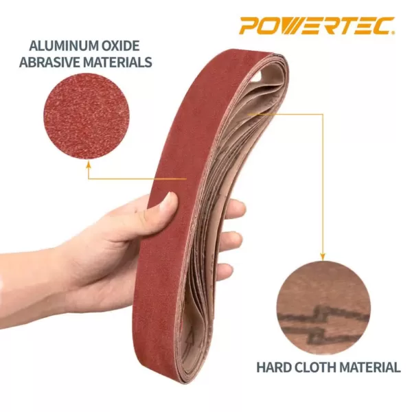 POWERTEC 2 in. x 42 in. 240-Grit Aluminum Oxide Sanding Belt (10-Pack)