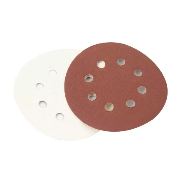 POWERTEC 5 in. 120-Grit Aluminum Oxide Hook and Loop 8-Hole Disc (25-Pack)