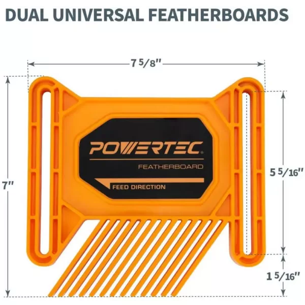 POWERTEC Safety Kit - Featherboard, Push Block and Push Stick (3-Pack)