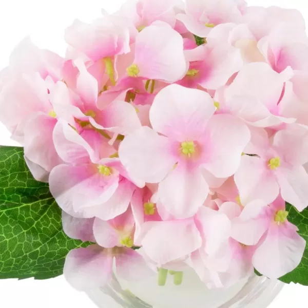 Pure Garden 7.5 in. Hydrangea Artificial Floral Pink Arrangement