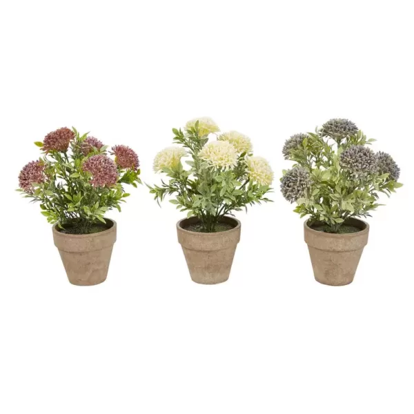 Pure Garden 10 in. Assorted Faux Flower Arrangement (Set of 3)