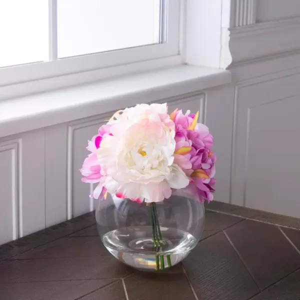 Pure Garden 7.5 in. Peony Floral Pink Arrangement