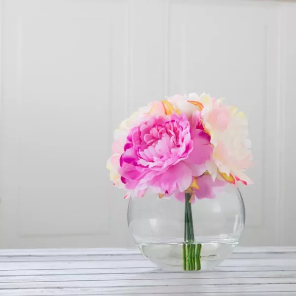 Pure Garden 7.5 in. Peony Floral Pink Arrangement