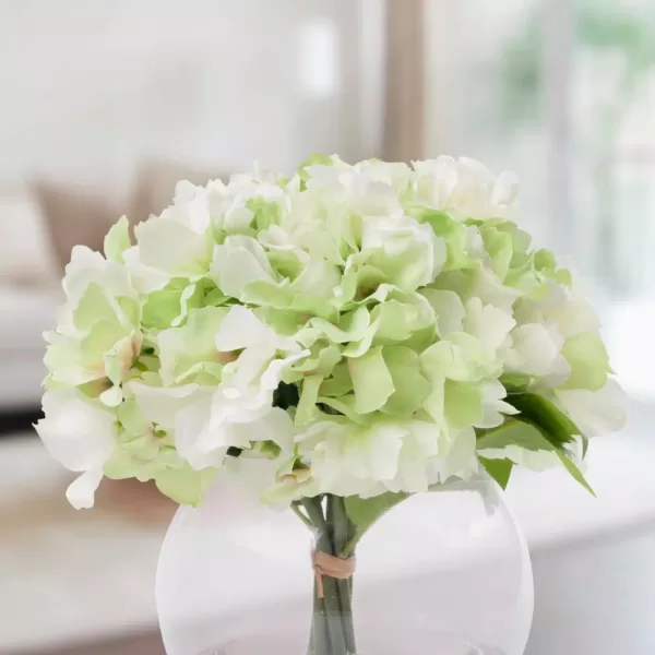 Pure Garden 9 in. Hydrangea Floral Green Arrangement