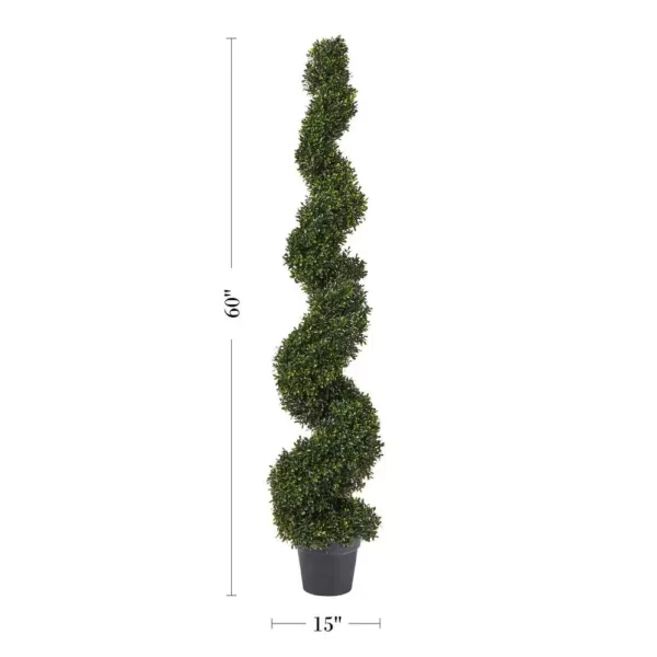 Pure Garden 60 in. Faux Boxwood Spiral Topiary