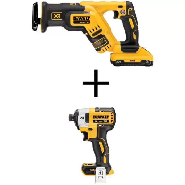 DEWALT 20-Volt MAX Li-Ion Cordless Brushless Compact Reciprocating Saw with 20-Volt Brushless 1/4 in. Impact Driver (Tool-Only)