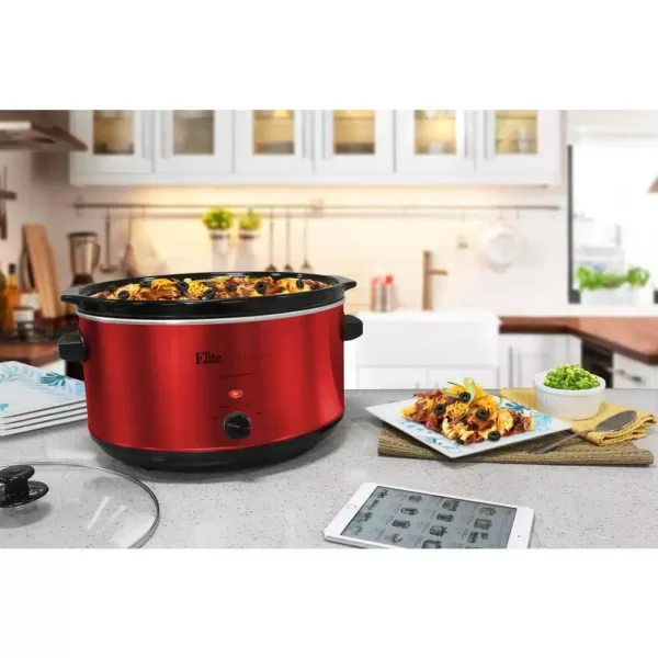 Elite Platinum 8.5 Qt. Red Slow Cooker