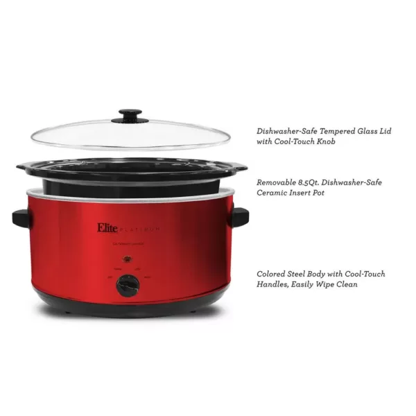 Elite Platinum 8.5 Qt. Red Slow Cooker