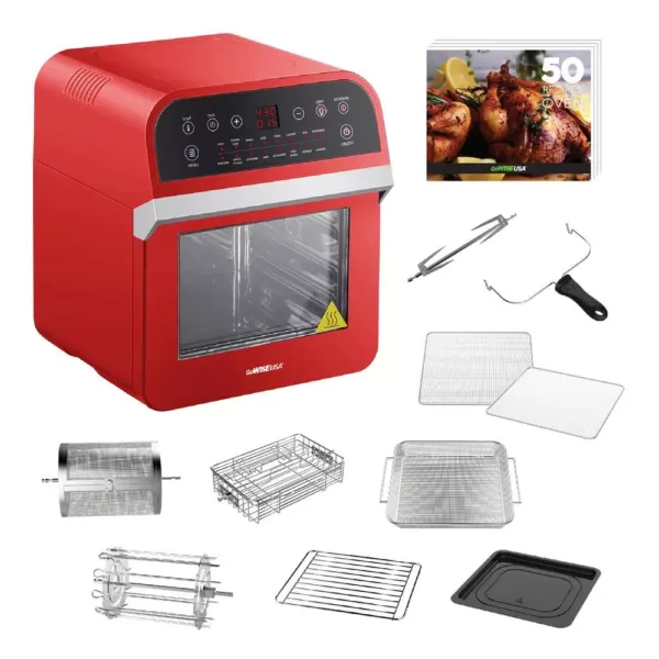 GoWISE USA 1600 W Red Rotisserie Oven and 12.7 Qt. Electric Air Fryer