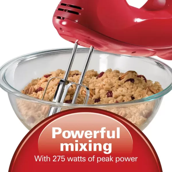 Hamilton Beach Ensemble 6-Speed Red Hand Mixer with Snap-On Case