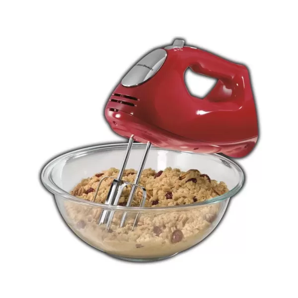 Hamilton Beach Ensemble 6-Speed Red Hand Mixer with Snap-On Case