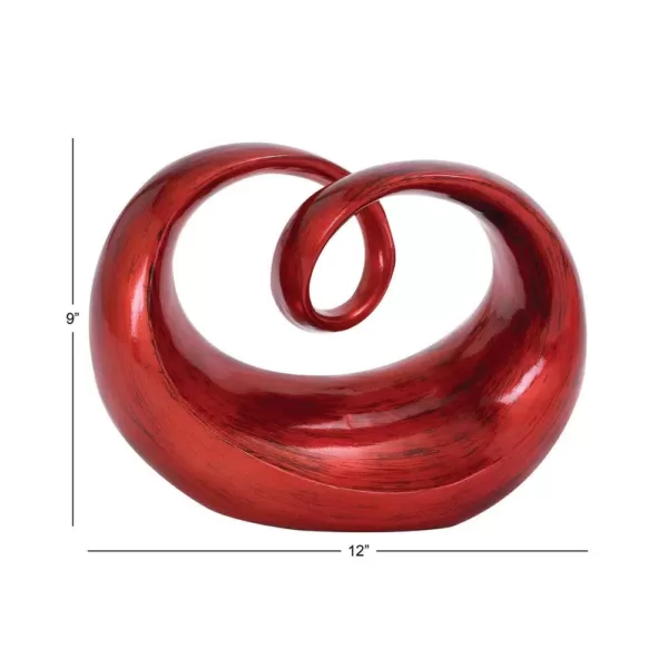 LITTON LANE 9 in. x 12 in. Decorative Abstract Sculpture in Red Polystone