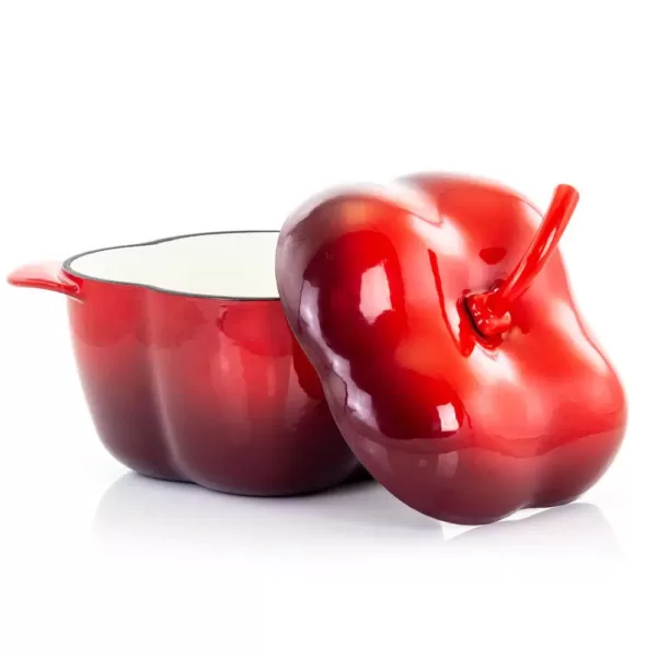 MegaChef MegaChef 3 Qt. Pepper Shaped Enameled Cast Iron Casserole in Red