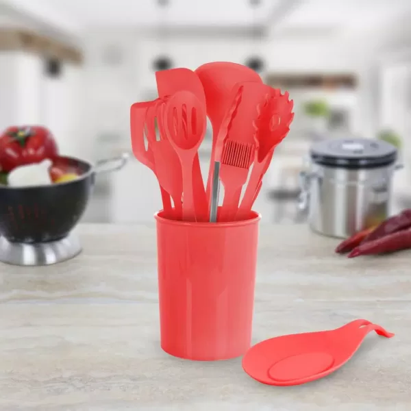 MegaChef Red Silicone Cooking Utensils (Set of 12)