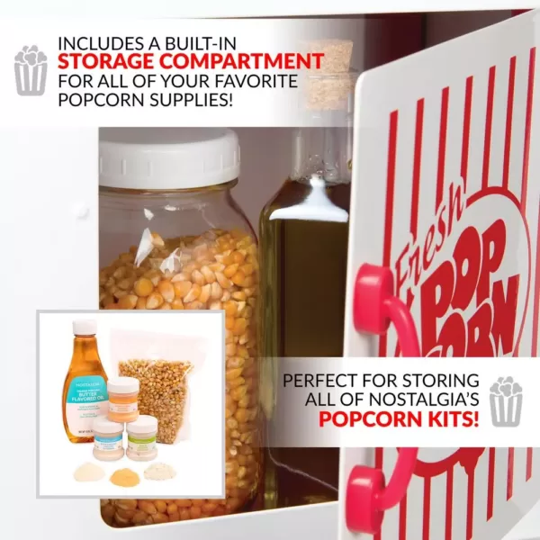 Nostalgia 380 W 2.5 oz. Red Hot Air Popcorn Cart with Easy Mobility