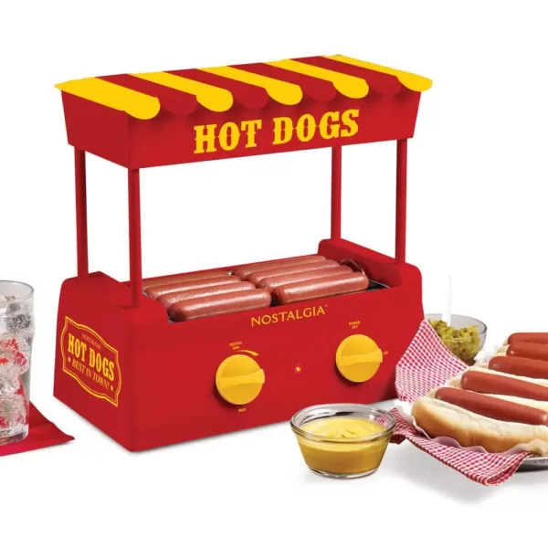 Nostalgia Red 8-Hot Dog Roller and 6-Bun Warmer