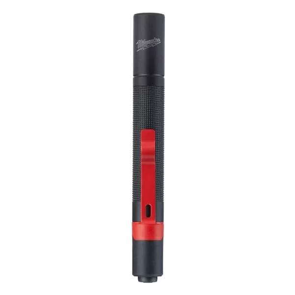 Milwaukee 500 Lumens LED Pivoting Rechargeable Flashlight with 100 Lumens Aluminum Pen Light with Clip