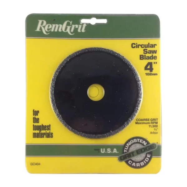 RemGrit 4 in. Diameter 3/4 in. Arbor Coarse Grit Carbide Grit Circular Saw Blade