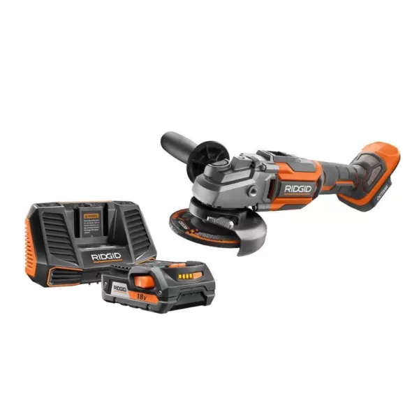 RIDGID 18-Volt OCTANE 4-1/2 in. Angle Grinder with 18-Volt Lithium-Ion 2.0 Ah Battery and Charger Kit