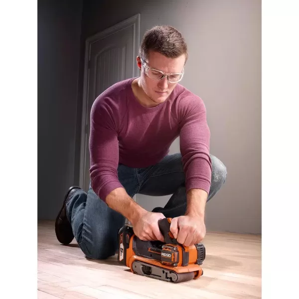 RIDGID 18-Volt GEN5X Cordless Brushless 3 in. x 18 in. Belt Sander (Tool Only) with Dust Bag and (1) 80 Grit Sanding Belt