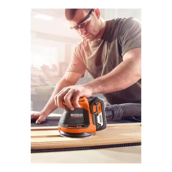 RIDGID 18-Volt Cordless 5 in. Random Orbit Sander with 1.5 Ah Lithium-Ion Battery