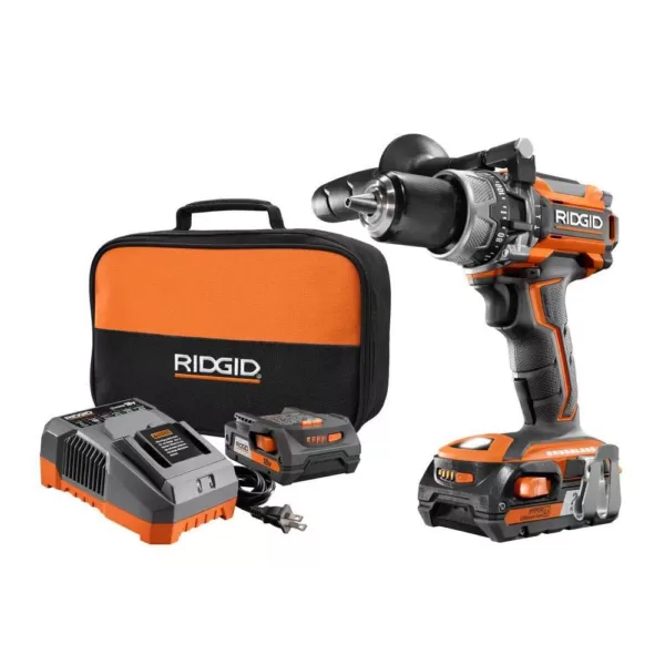 RIDGID 18-Volt Brushless Cordless 1/2 in. Compact Hammer Drill Kit with Bonus 18-Volt 1.5 Ah Lithium-Ion Battery (2-Pack)