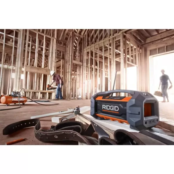 RIDGID 18-Volt Hybrid Jobsite Radio with 18-Volt Lithium-Ion 2.0 Ah Battery and Charger Kit