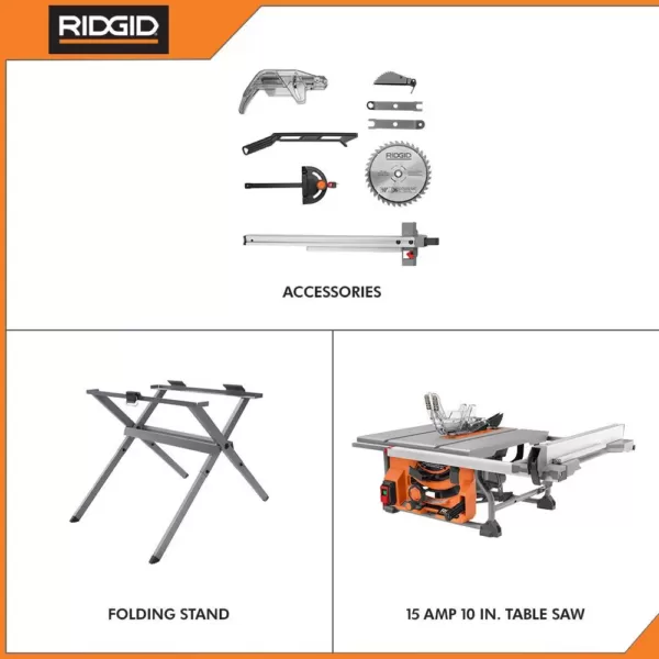 RIDGID 15 Amp 10 in. Table Saw with Folding Stand