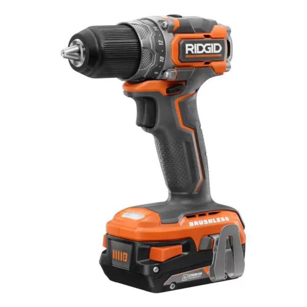 RIDGID 18V SubCompact Lithium-Ion Brushless Drill Kit, 3 in. Multi-Material Saw with (2) 2.0 Ah Batteries, Charger, and Bag