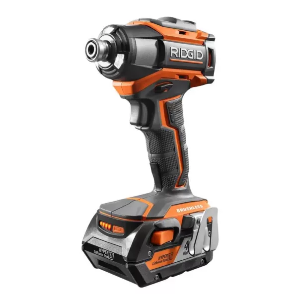 RIDGID 18-Volt Cordless Brushless Hammer Drill & Impact Driver Kit with Bonus 18-Volt 1.5 Ah Lithium-Ion Battery (2-Pack)