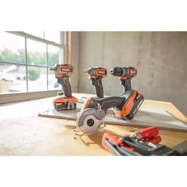 RIDGID 18-Volt SubCompact Lithium-Ion Cordless Brushless 3 in. Multi-Material Saw (Tool Only) with (3) Cutting Wheels