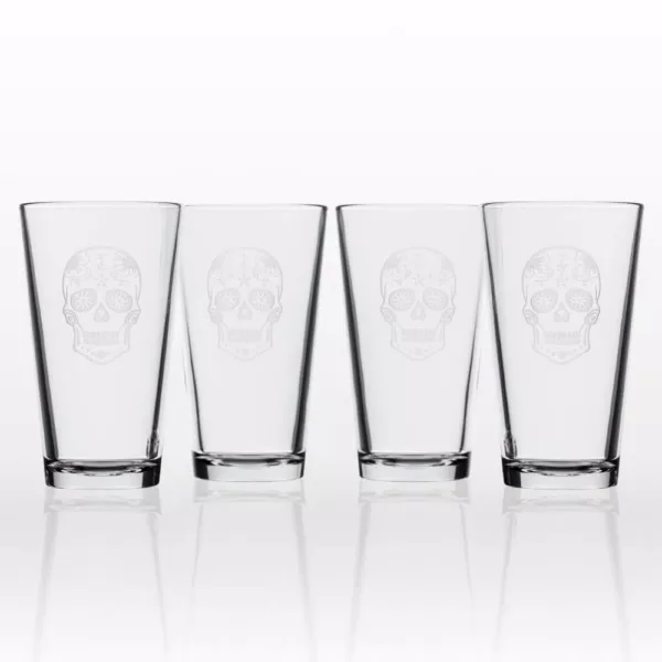 Rolf Glass Sugar Skull 16 oz. Pint Glass (Set of 4)