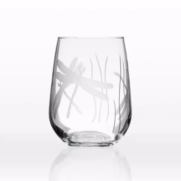 Rolf Glass Dragonfly 17 oz. Clear Stemless Wine Glass (Set of 4)