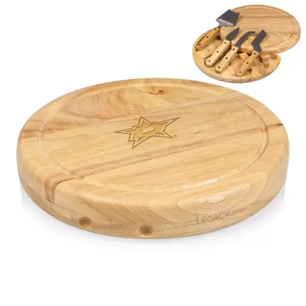 Picnic Time Dallas Stars 10.20 in. Natural Wood Cheese Board and Tool Set