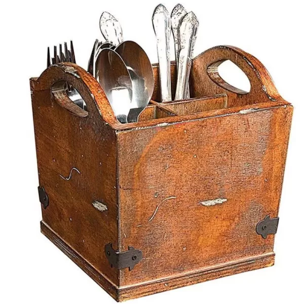 3R Studios Dorian 7 in. H x 7 in. W Rustic Brown Utensil Holder